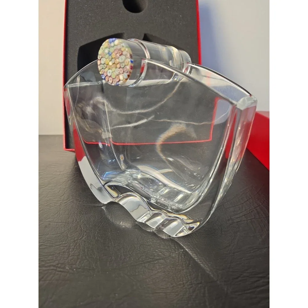 Baccarat Crystal Oceanie Vase Millefiori Cylindrical Stopper Flower Vase